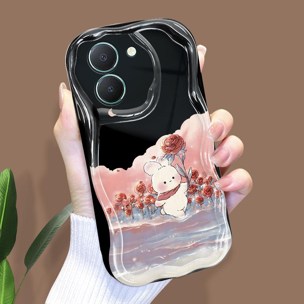 Милый мультяшный узор, кремовая текстура, мягкий силиконовый чехол с волнистыми краями, чехол для телефона для Vivo