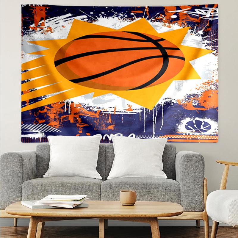 1PC Suns Basketball Artwork Quick-Dry Tapestry, Unique Design Tapestry, Suitable for Bedroom,Livingroom, Playroom,Heartwarming Holiday Gifts