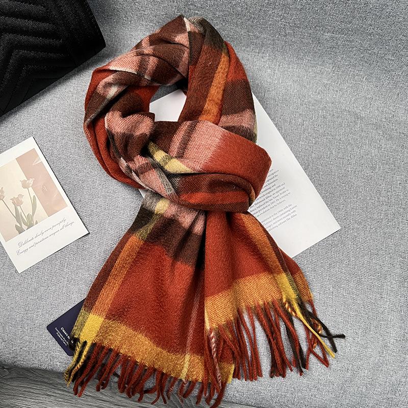 High Quality 100% Wool Scarf Winter Autumn Women Men Pure Wool Scaves Women's New British Style Warm Muffler Female Cold Day