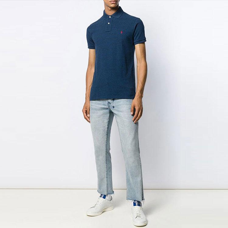 Polo Ralph Lauren Logo Slim Fit Рубашка поло с коротким рукавом Мужская верхняя часть Синяя 710536856-265