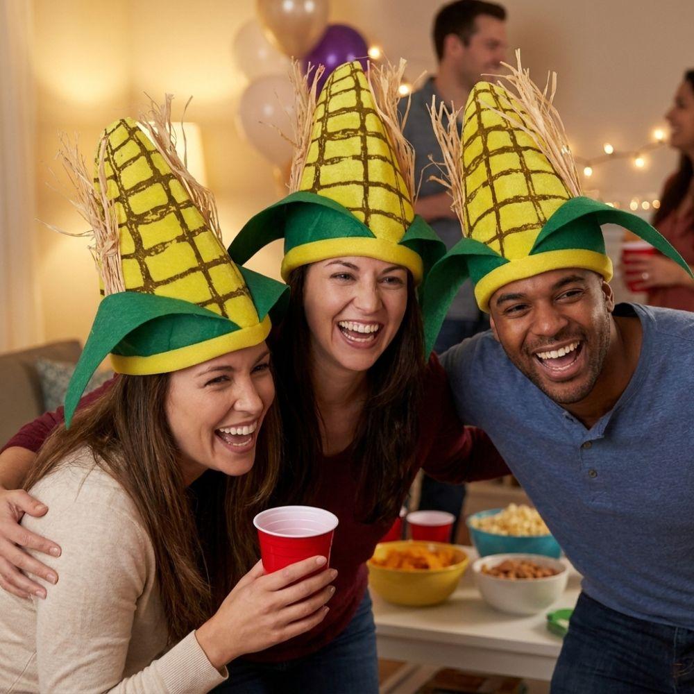 Breathable Lining Corn Cob Costume Hat Soft Felt Corn Novelty Headwear Halloween