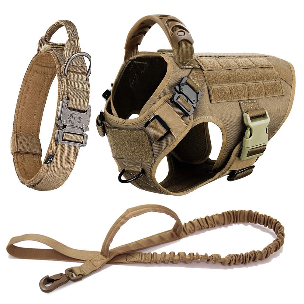 Large Dog Harness Collar Leash Set Military Dog K9 Harnesses Pet Tactical Vest Training German Shepherd For Medium Large Dogs