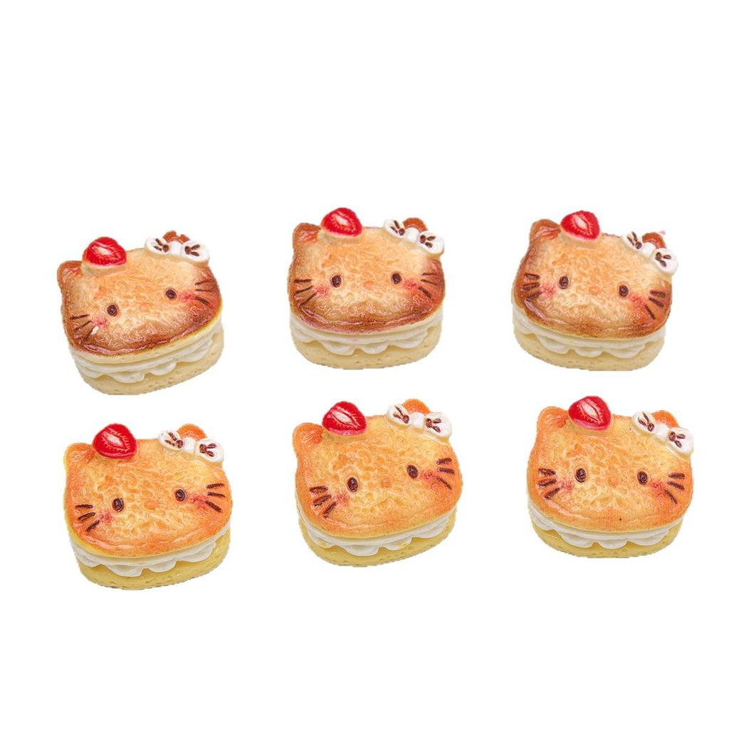 4Pcs Cartoon Diy Resin Accessories, Sandwich Cake, Cat Head, Cream Glue Hair Clip, Shoe Buckle, Keychain, Pendant Accessorie