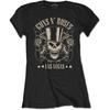 Guns N Roses Womens/Ladies Top Hat, Skull & Pistols Las Vegas T-Shirt