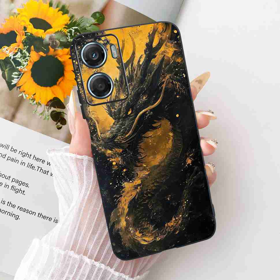 For Motorola Moto G06 4G 6.88" Case Silicone TPU Black Cover For Moto G06 g06 XT2535-1 XT2535-2 Cartoon Dragon Sunset Bumper