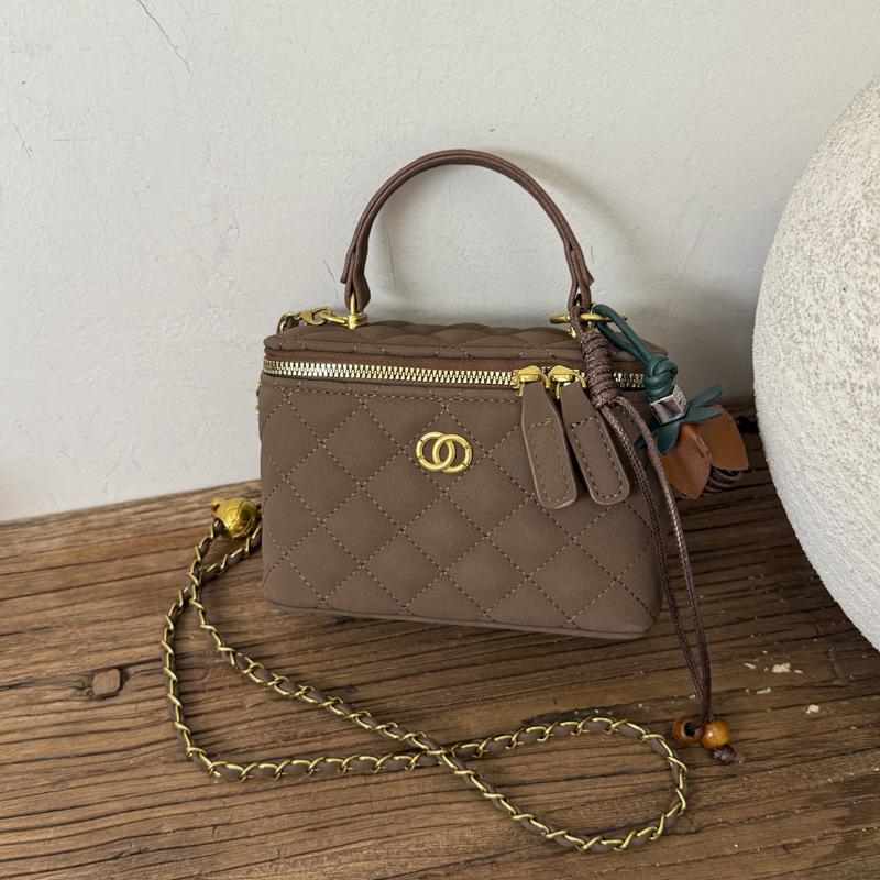 Женская модная сумка-клатч с цепочкой и ромбовидным узором 2025 года - Универсальная сумка-коробка для ношения на плече или через плечо