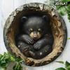 Полый ствол черного медведя 3D металлическое настенное искусство алюминиевая табличка декор для дома подарок