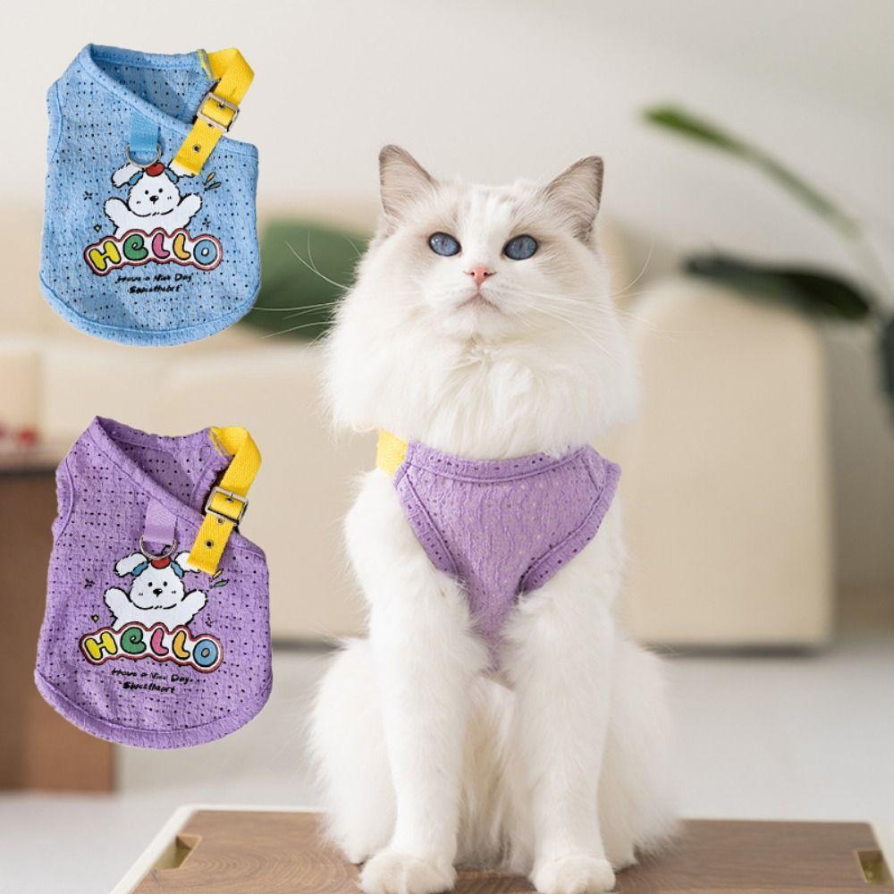 Мультяшный жилет для собаки, дышащая одежда для щенка, товары для питомцев, тонкая футболка для собаки, кошки