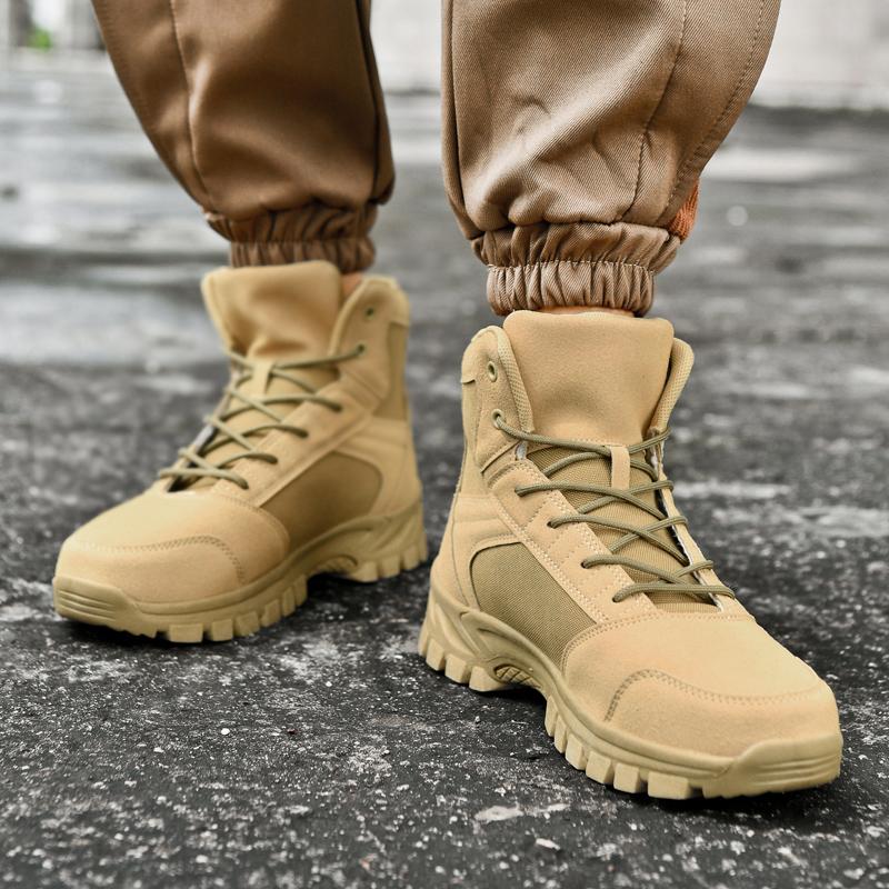 Fashion Casual Leather Mens Mid-Calf Boots Comfy Male Desert Ankle Boots Outdoor Non-Slip Hiking Shoes 2025 New Motorcycle Boots Botas