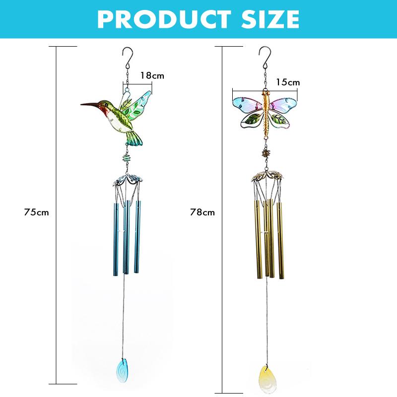 2 шт. подвесной кулон «Колибри Стрекоза» с алюминиевыми трубками для сада, патио, двора, 2 шт.