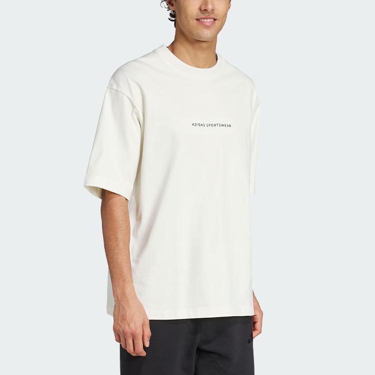 adidas Спортивная одежда Codes Doodle Camp Удобная Мягкая Трикотажная Футболка с Круглым Вырезом Повседневная Спортивная Футболка с Коротким Рукавом Мужские Футболки Молочно-Белый JJ3971
