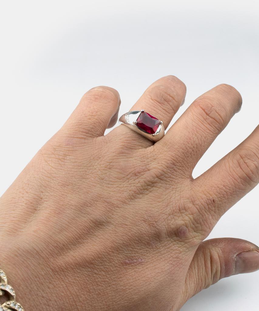 Sheen666 Soft Block Silver Ring Red (Type A)