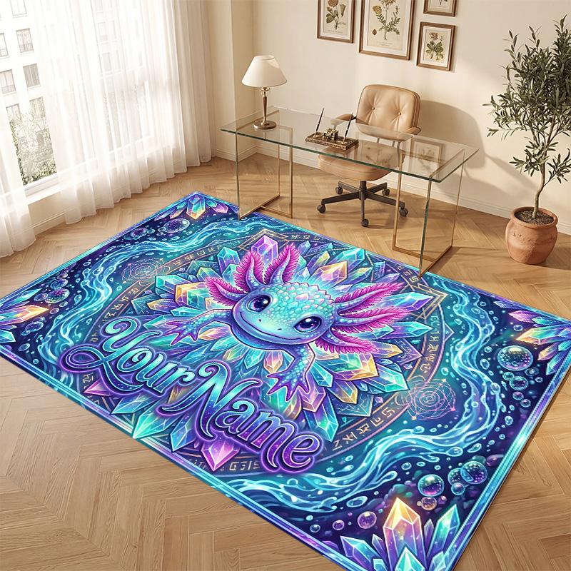 Fantasy Magic Theme Soft Crystal Velvet Rug Custom Name & Text Print Non Slip Floor Rug for Bedroom Living Room