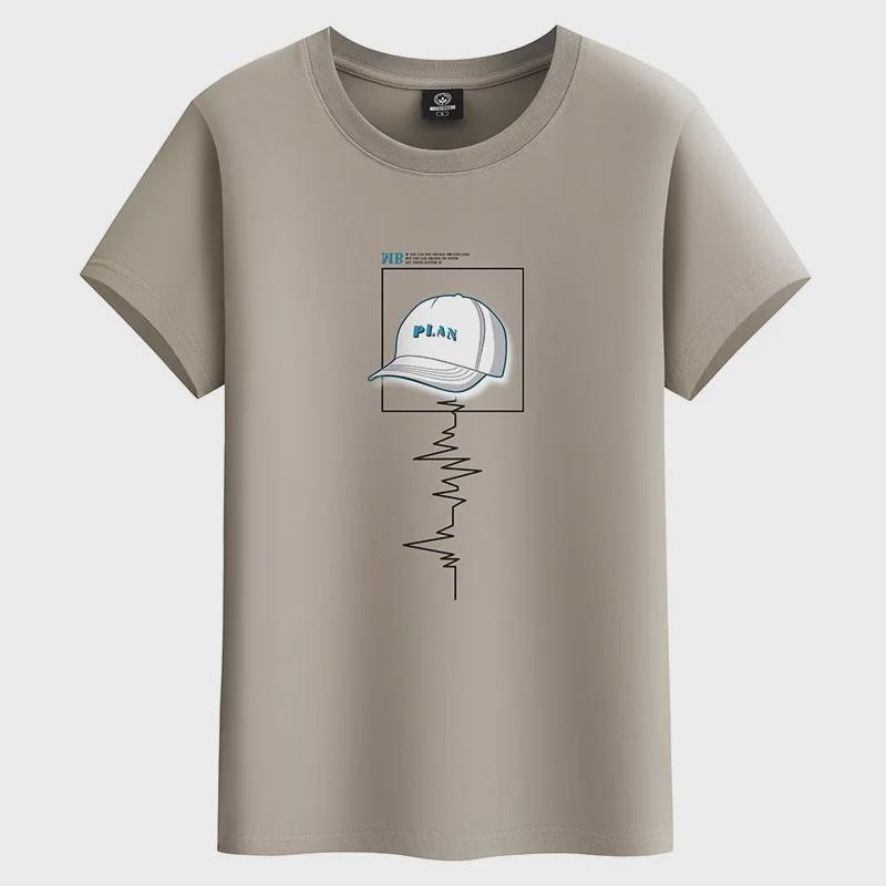 2024 Мужская молодежная футболка свободного кроя из хлопка с коротким рукавом
