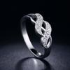 Fashionable Double Spiral Design Ring With Zirconia Inlaid White Gold Plated Women's Jewelry