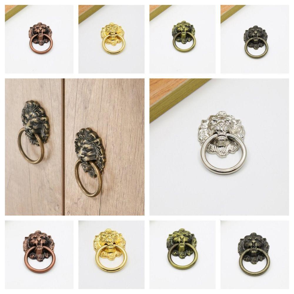 Классическая ручка в виде головы льва с одним отверстием, ручка для шкафа, ретро-антикварные дверные ручки для шкафа