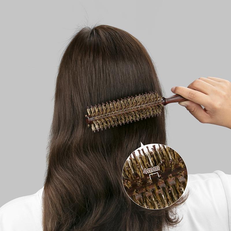 Straight Twill Hair Round Roller Wood Hair Brush Boar Bristle Nylon Hair Comb Anti Static Brush Blowing Curling Diy Hairdressing