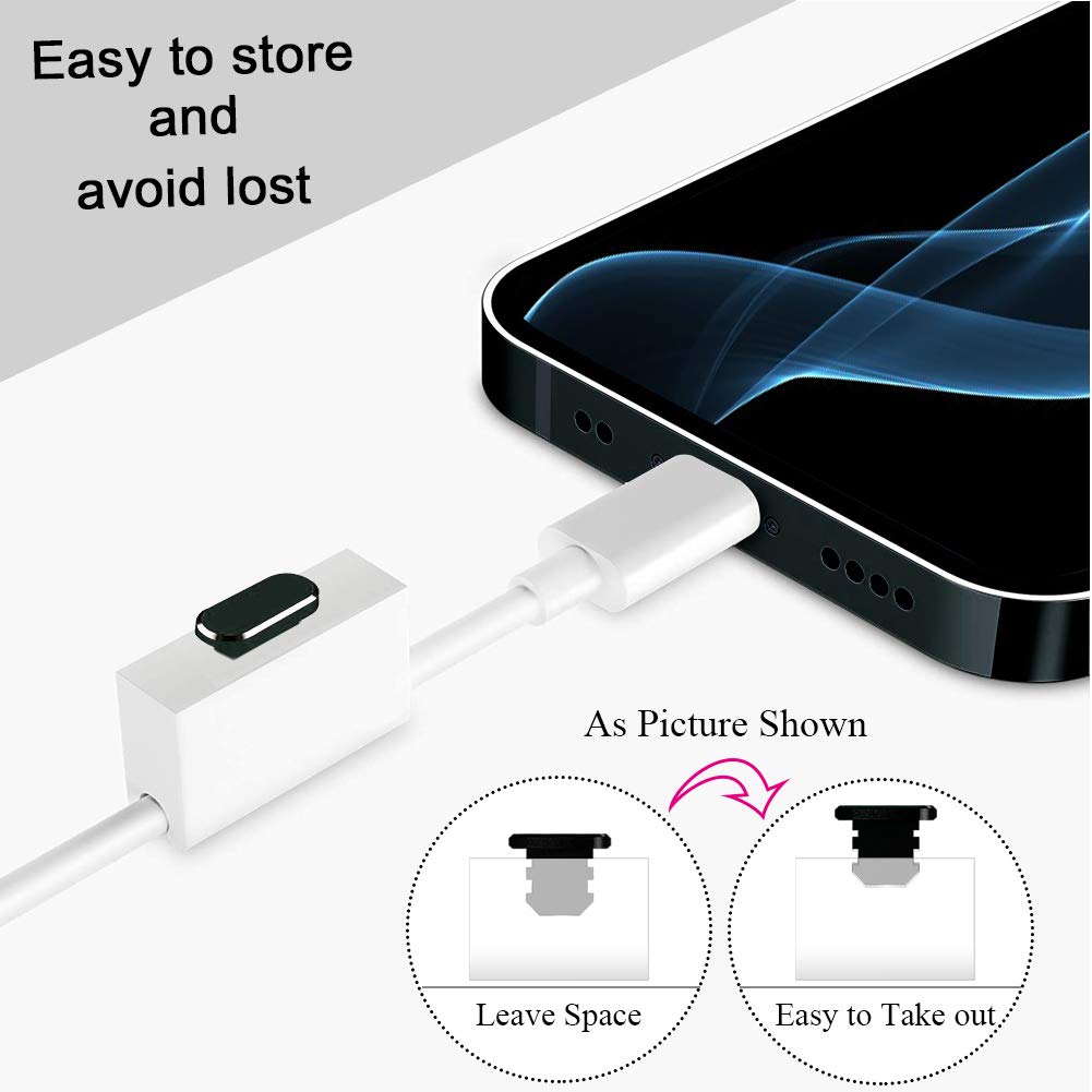 2Pcs Metal Charging Port Dust Plugs Compatible with iPhone Series, Lightning Port Cover Protector with Holder for iPad AirPods