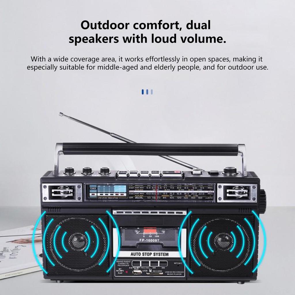 Retro Boombox Tape Tape Recorder AM/SW/FM Recorder Radio Wireless Bluetooth-compatible Speaker Support Player
