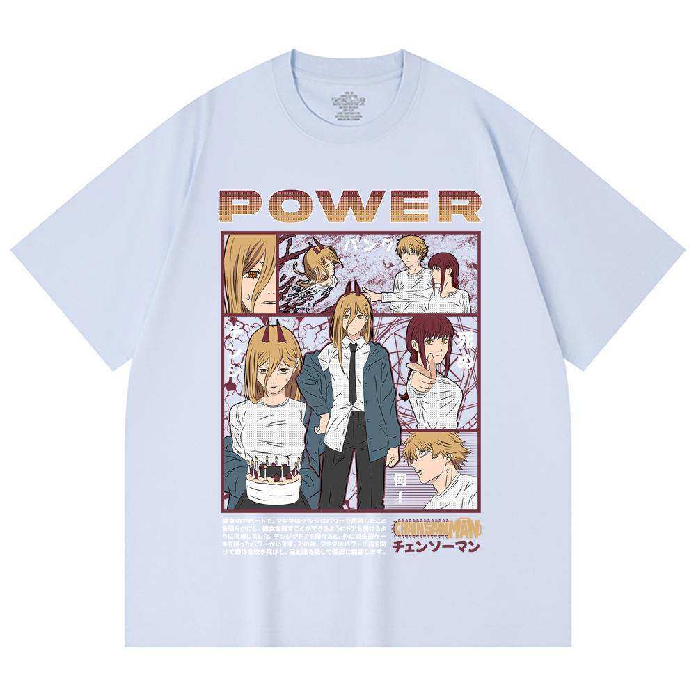 230 Gsm 100% Cotton Chainsaw Man V1 Power Print Unisex Heavy Cotton T Shirt
