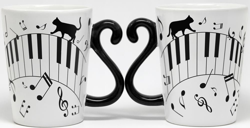 Пара кружек Artha Twin Black Cat Piano 300 мл Фарфор Можно мыть в посудомоечной машине и использовать в микроволновой печи