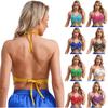 Womens Shiny Sequin Tassel Belly Dance Top Backless Crop Top Party Dacne Costume