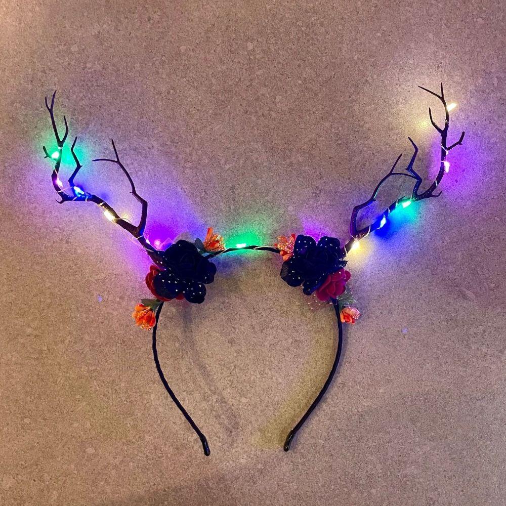 LED Fairy Deer Ear Headband Elk Ears Kids Head Wear Halloween Glowing Antler Hair Hoop  Photo Props