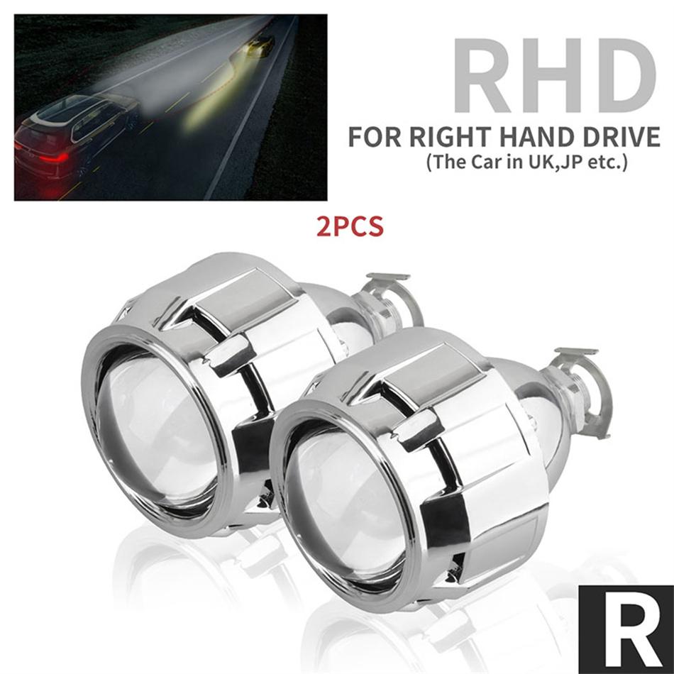 AILEO 2Pcs 2.5 Inch Mini Bi Xenon HID Projector Headlight Lenses H4 H7 H11 9005 H8 Retrofit Fit Car Head Lamp Gating Gun Shrouds