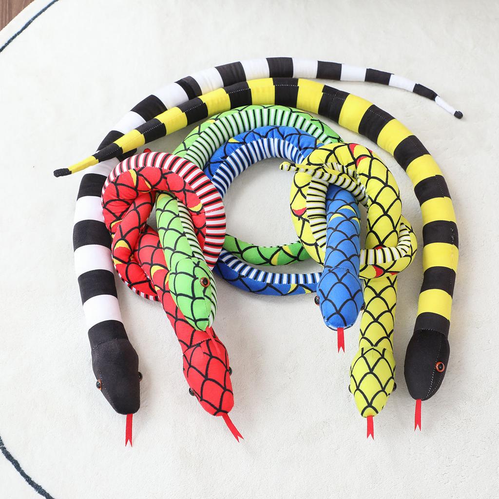 Simulated Big Snake Python Coiled Snake Doll Plush Toy Zodiac Snake Doll Boy Trick Doll