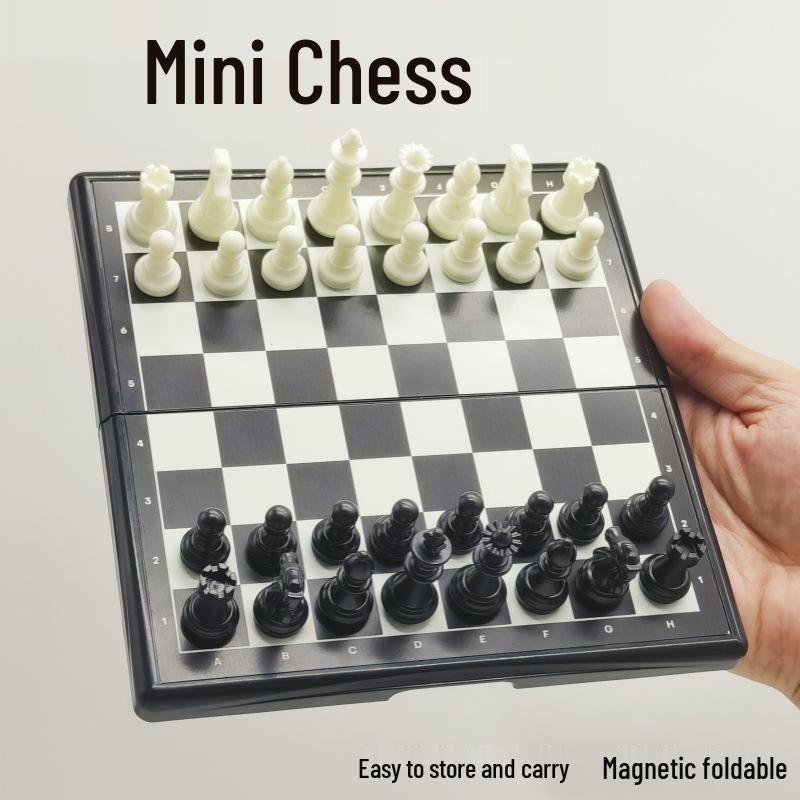 Compact Folding Magnetic Chess Set for Adults & Kids - Portable International Travel Edition