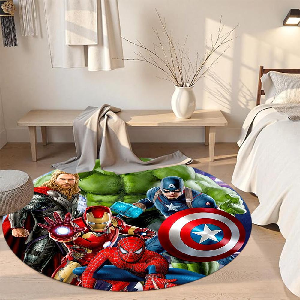 Superhero Round Office Rug Perfect for Foyer Bedrooms Living Rooms Dining Room Antislip Round Carpet Anime Office Decor Spiritual Gift