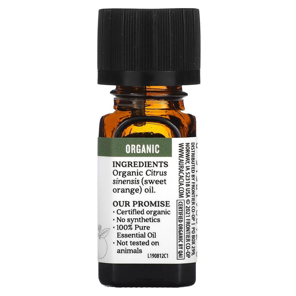 Pure Essential Oil, Organic Sweet Orange, 7.4 Ml (0.25 Fl Oz)