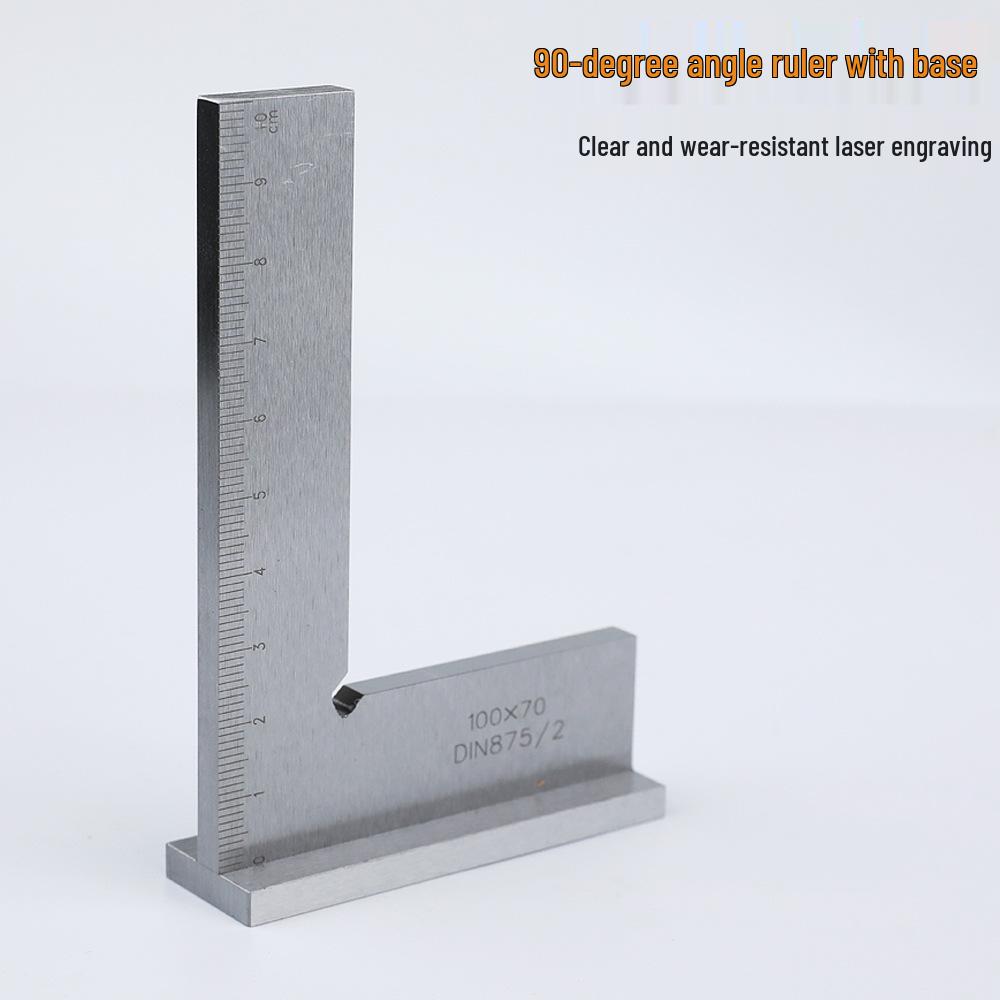 Stainless Steel Carpenter's L-Shaped Double Scale 90° Angle Ruler with Wide Base