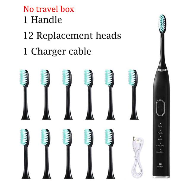 Звуковая перезаряжаемая металлическая зубная щетка для взрослых IPX7, водонепроницаемая, отбеливающая зубы, чистая чувствительная ультразвуковая электрическая зубная щетка