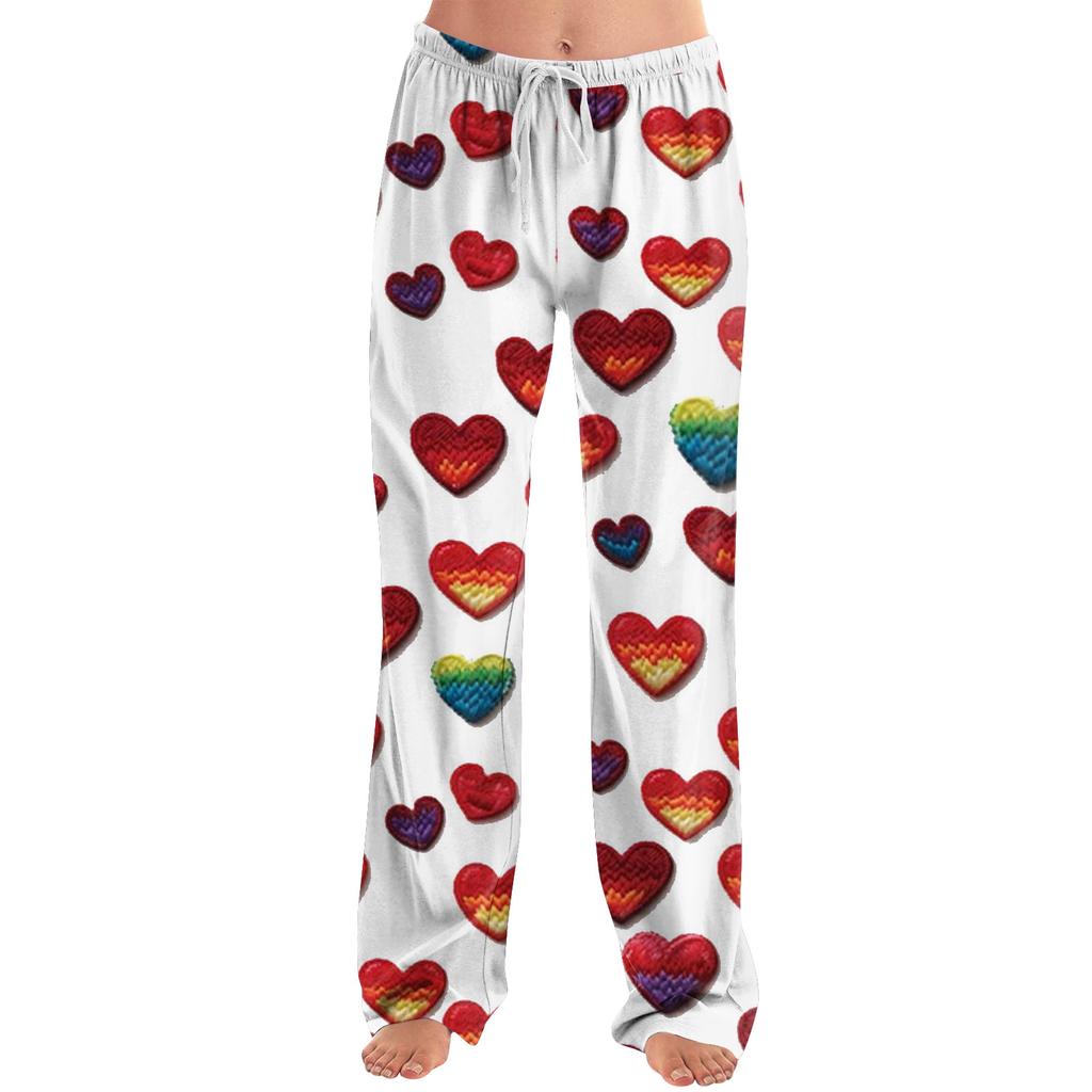 Женские пижамные штаны, одежда для сна, повседневные брюки с эластичной резинкой на талии, удобные прямые свободные брюки для йоги