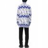 WE11DONE FW21 Синий Геометрический Узор Жаккардовый Шерстяной Свитер с Высоким Воротником Унисекс Серый WD-KT3-21-646-U-BL