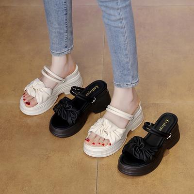 Модные шлепанцы на толстой подошве, два способа носки, крутые, женские, 2025, новинка, летние, пляжные, фея ветра с юбкой, французские шлепанцы