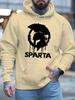 Мужская толстовка с капюшоном и логотипом Спартанского воина Черный графический дизайн Повседневная с длинным рукавом для осени и зимы БОЛЬШОЙ РАЗМЕР
