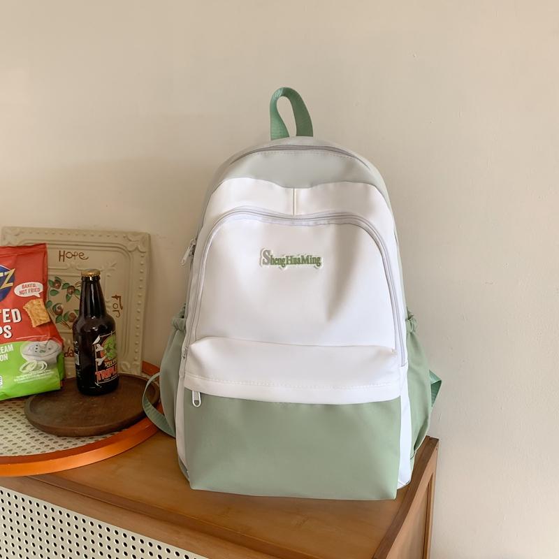 Female Block Color Backpack Girls School Bag Junior High School Student Backpack