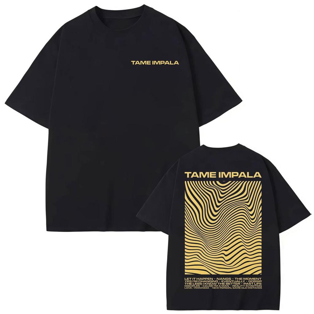 Футболка с мерчем группы Tame Impala Высококачественная Модная Оверсайз Футболка Мужская Женская Летняя Повседневная Футболка с Коротким Рукавом