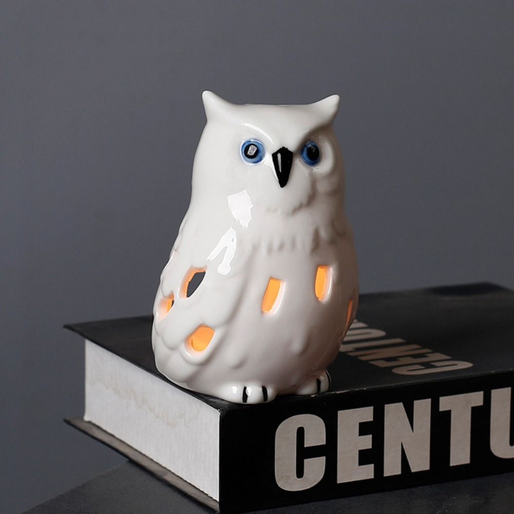 Creative Incense Burner Ceramic Owl Statue Tabletop Ornament Essential Oil Furnace  Party