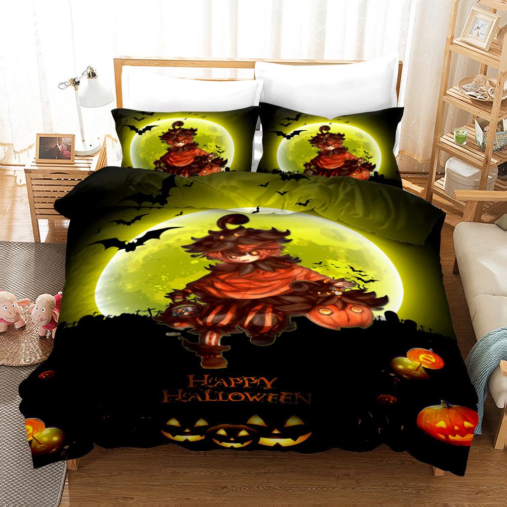 3D Halloween Bedding Set Pumpkin Ghost Quilt Cover Pillow Case 2 or 3 Pieces DE135 * 200 Halloween Atmosphere Decoration Soft Home Decoration