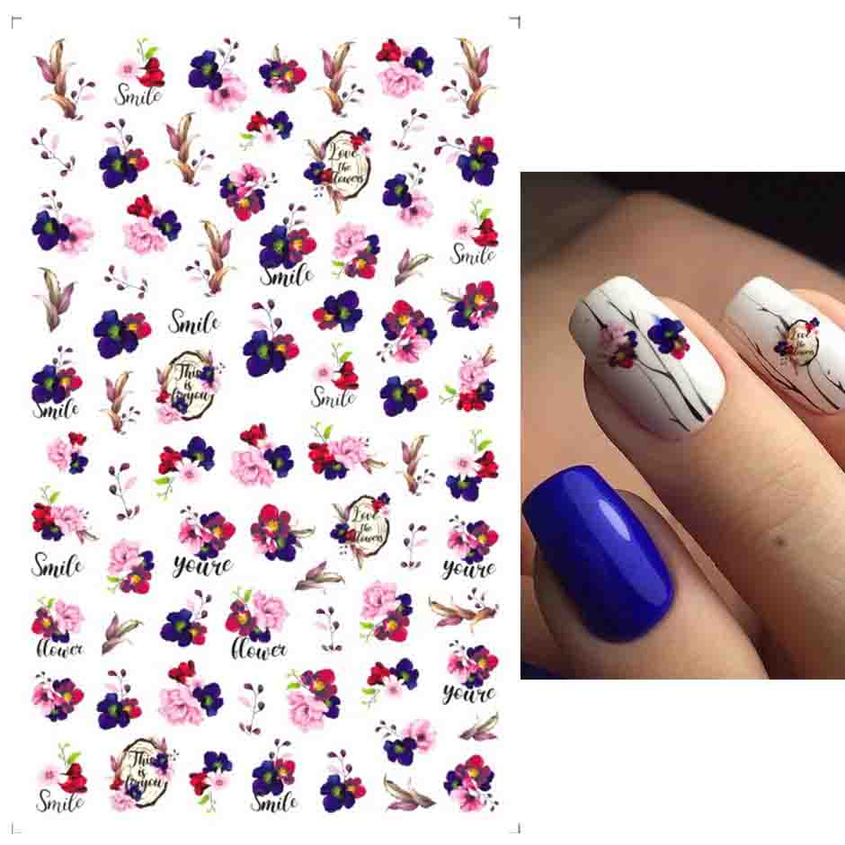 Красочные абстрактные волнистые линии 3D наклейки для дизайна ногтей цветок цветочный лист наклейки для ногтей украшения для ногтей