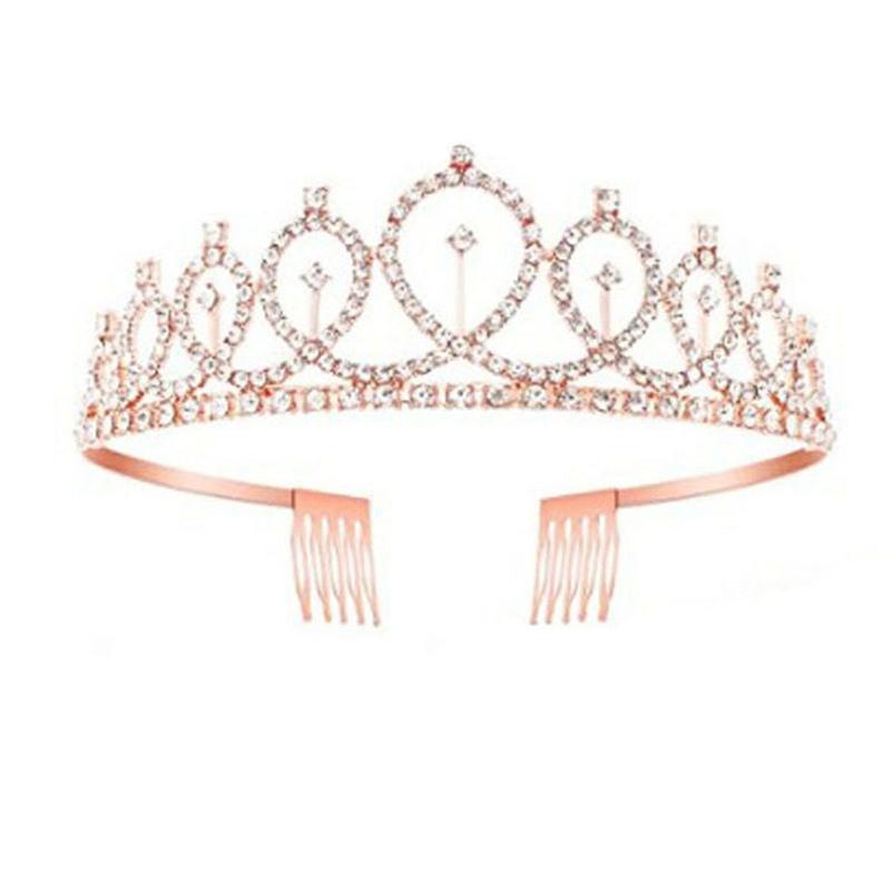 Корона из розового золота на день рождения, пояс со стразами, женские тиары для королевы, подарки на день рождения, атрибутика для вечеринок для женщин, украшения на день рождения