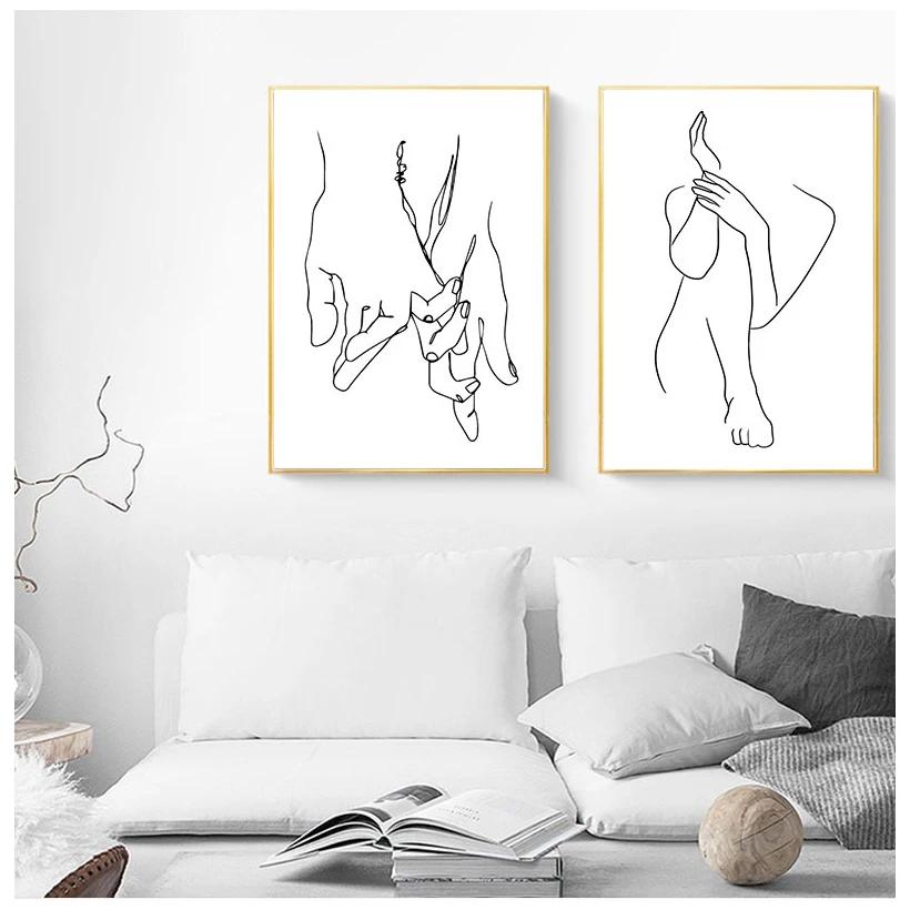 Абстрактная минималистичная сексуальная линия женская настенная живопись на холсте плакаты на скандинавскую тему и принты настенные панно для гостиной домашний декор