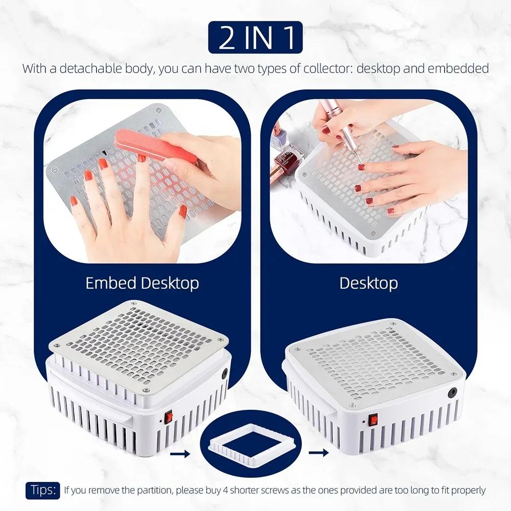 Профессиональный встроенный пылесборник для ногтей, настольный пылесос для ногтей, коллектор для маникюрного стола для гелевых ногтей, вытяжной вентилятор с фильтром