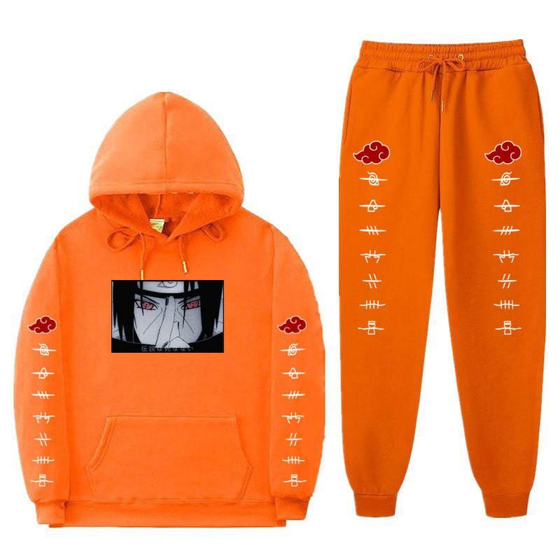 Anime Hoodie Set Teens Boys Girls Warm Fleece Lined Cotton Blend Casual Sport Outfit Long Sleeve Top Pants