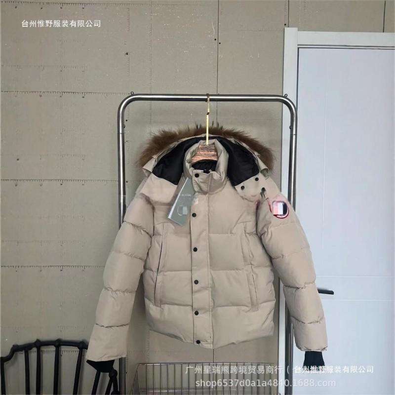 Mens Thick Winter Cotton Puffer Jacket With Detachable Wolf Fur Trim Hood Loose Fit Daily Wear