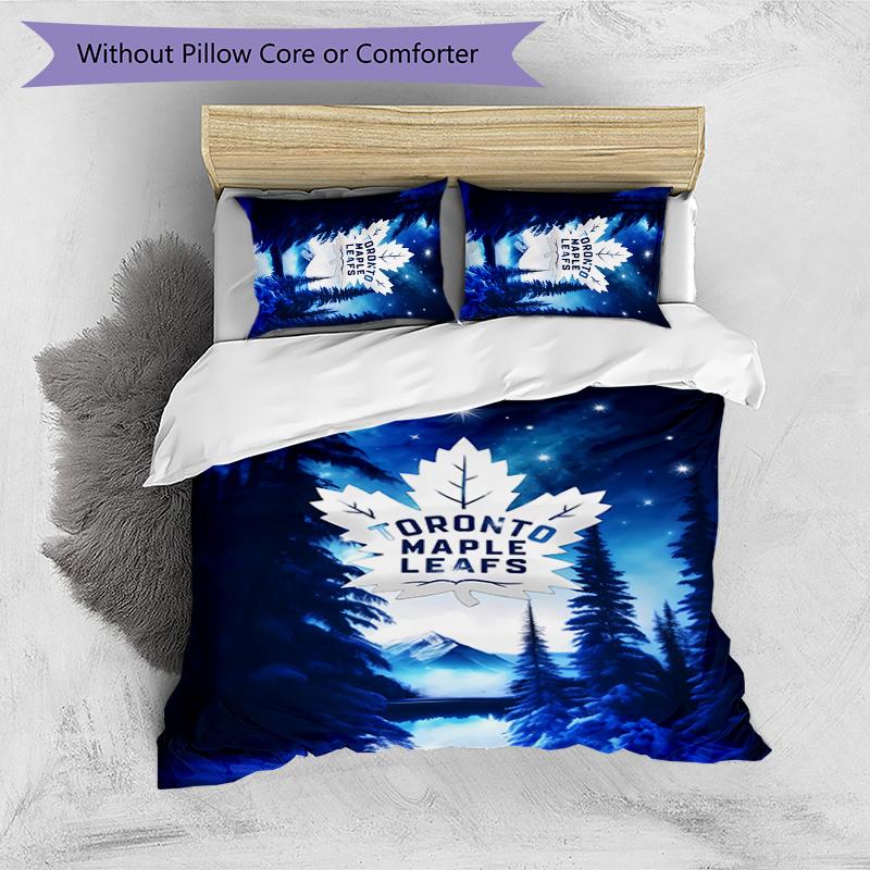 Toronto Maple Leafs Printed 3PCS Bedding Set Soft Breathable Duvet Cover Pillowcases Set Washable Bedroom Decor Home Gift