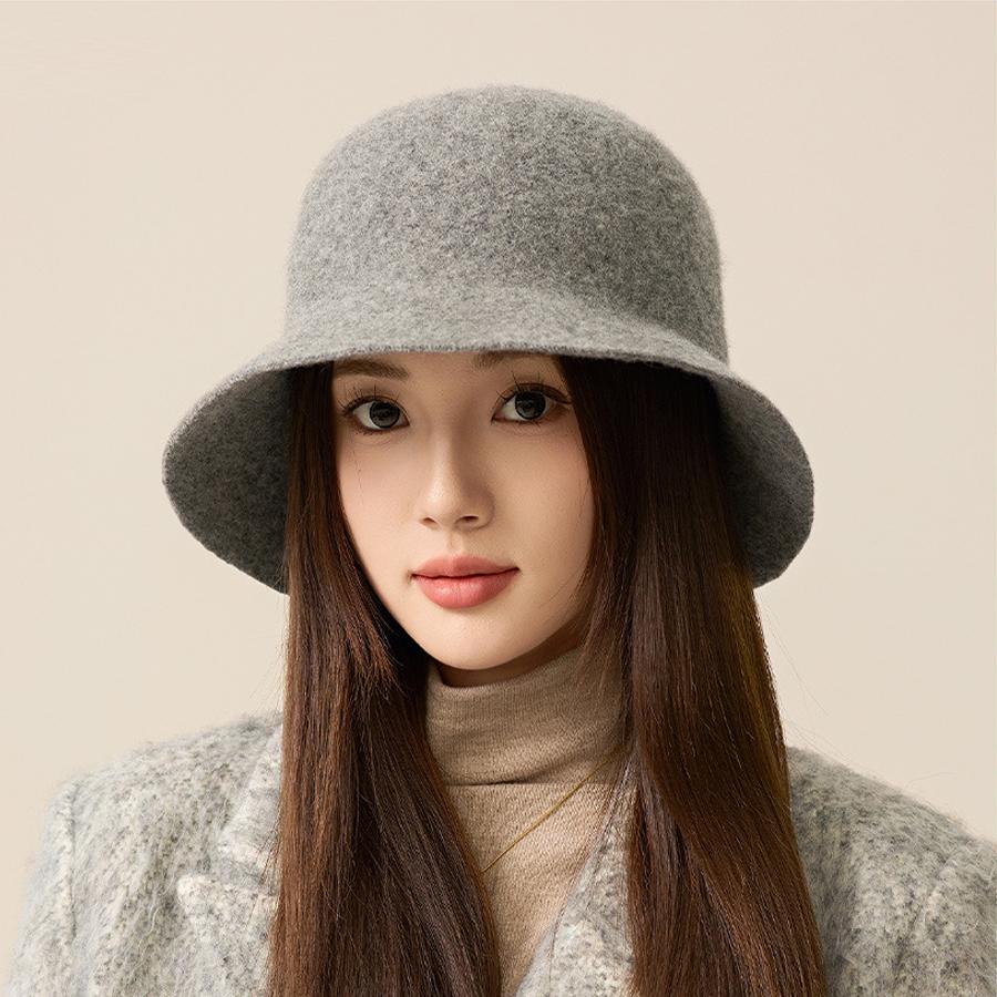 Женская шерстяная шляпа рыбака, однотонная шляпа-ведро, теплая шляпа для отдыха на природе